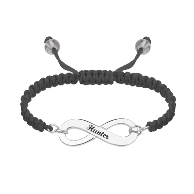 Infinity Symbol Cord Bracelet Engraved Name